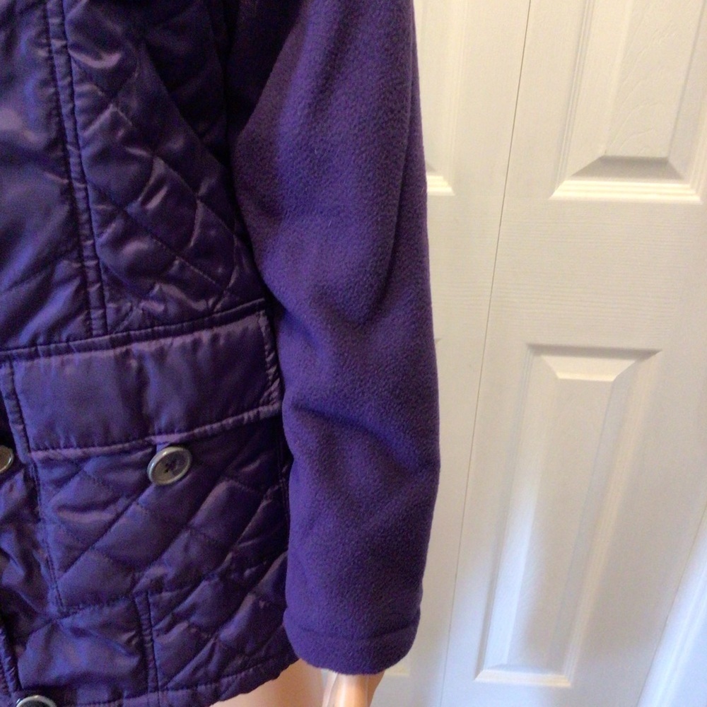 Womens Purple Quilted Fleece Sleeve Winter Coat Size Small - Picture 5 of 8